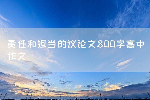 责任和担当的议论文800字高中作文