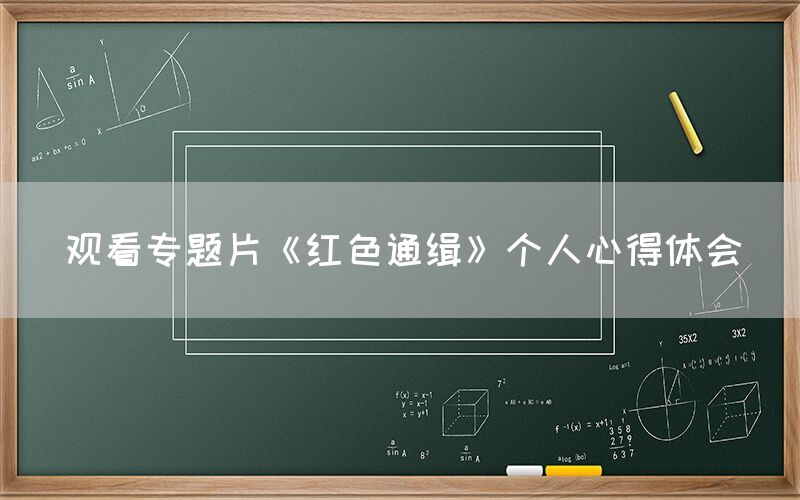 观看专题片《红色通缉》个人心得体会
