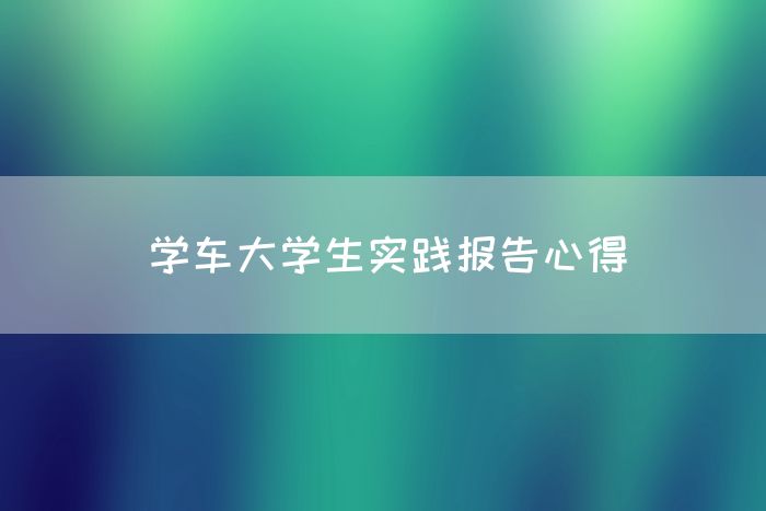 学车大学生实践报告心得