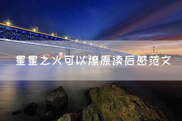 星星之火可以燎原读后感范文